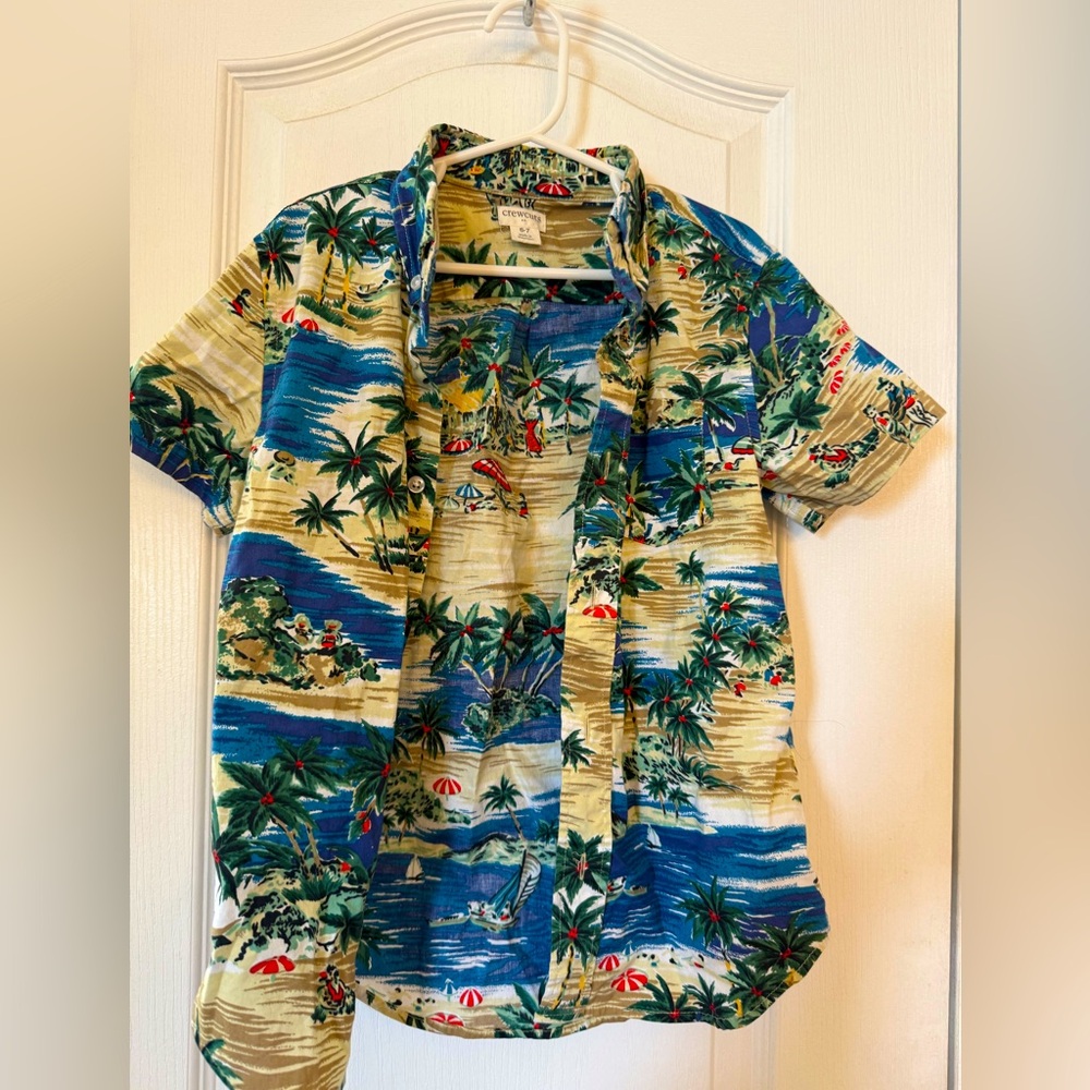 Boys crewcuts tropical beach button down